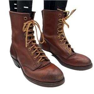 Vintage 70s‎ Wesco Lace to Toe Work Boots Womens 9 Brown Leather Sierra Sole USA